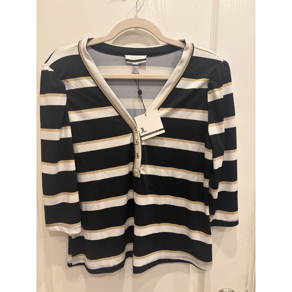 NWT's Jules & Leopold‎ Size L Womens Tunic Top 3/4 Stripes Navy/ivory